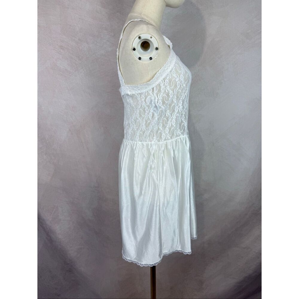 Vintage Basic Image White Lace Size Large Slip Nightgown Baby Doll Lingerie - Picture 5 of 6